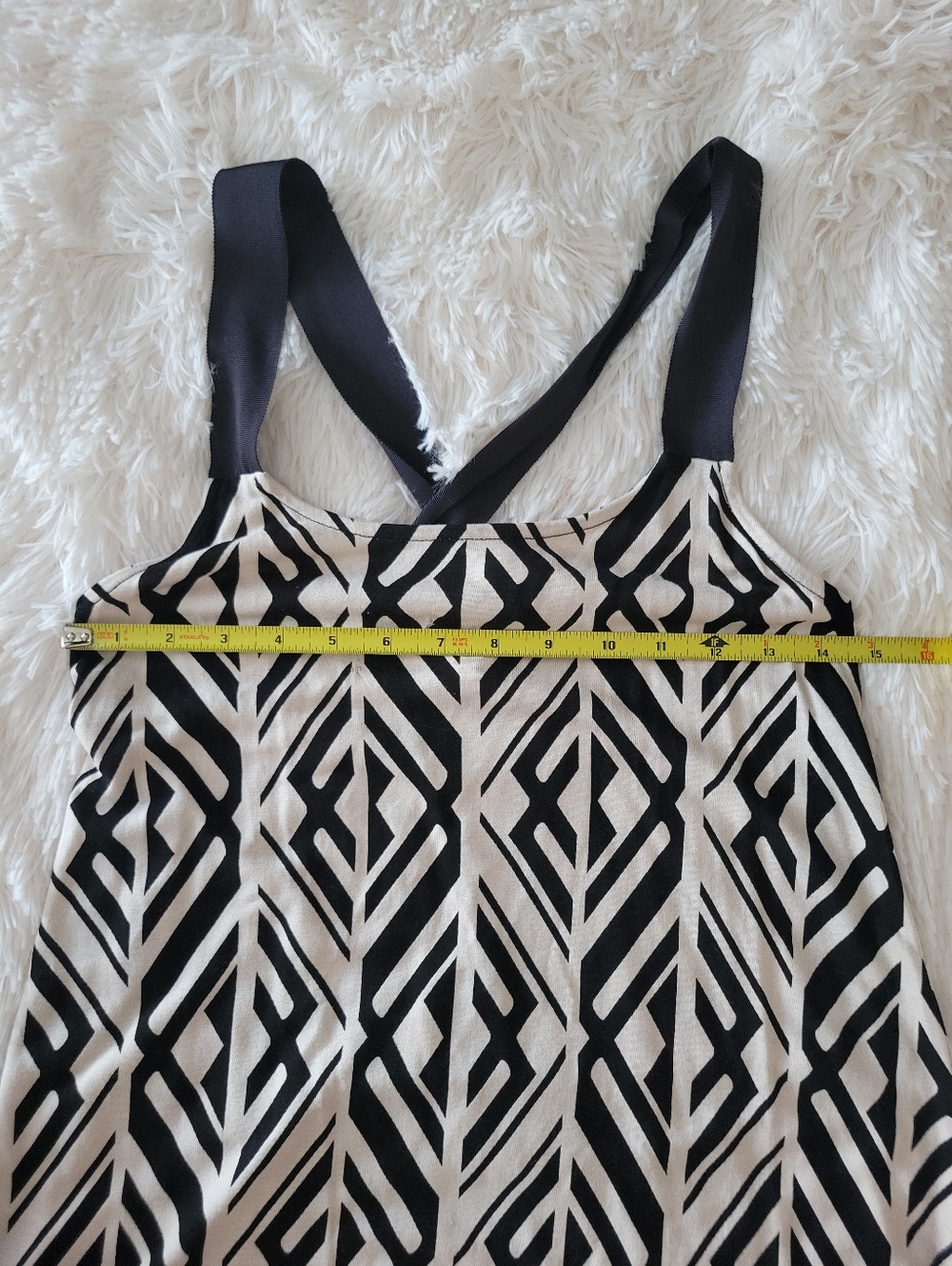 Banana Republic Black and Off White Geometric Ribbon Strap Tank Womens Size XS - Picture 7 of 8